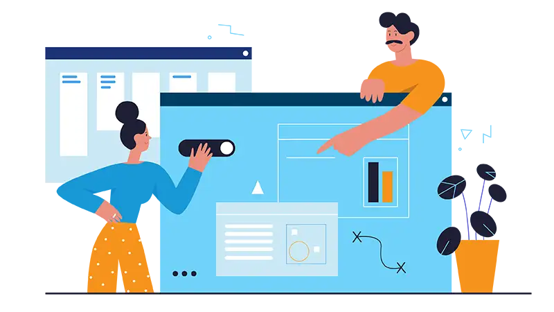People working on website browser