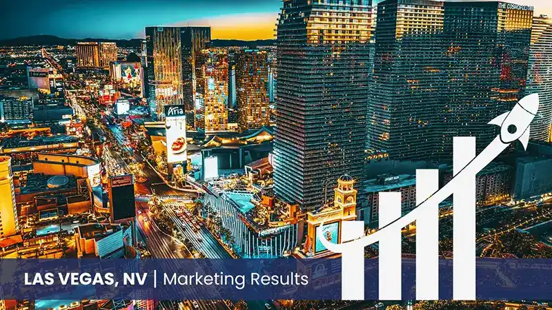 Las Vegas with graph showcasing marketing results 