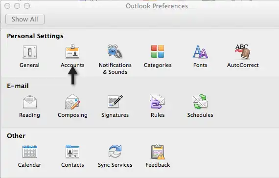 outlook 2011 for Mac setup instructional image 3