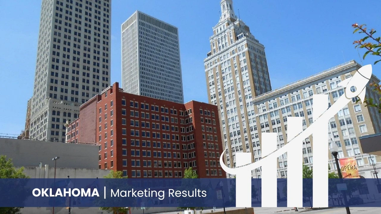 Downtown Tulsa skyline with the historic Mid-Continent Tower in the Deco District — Oklahoma dental marketing services 