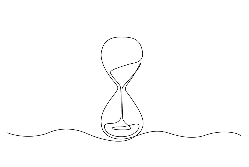 Line drawing of a sand timer