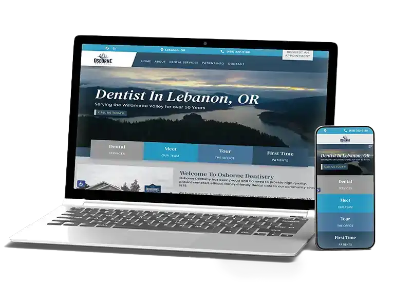 A mockup of a General Dentist's website made by WEO Media  