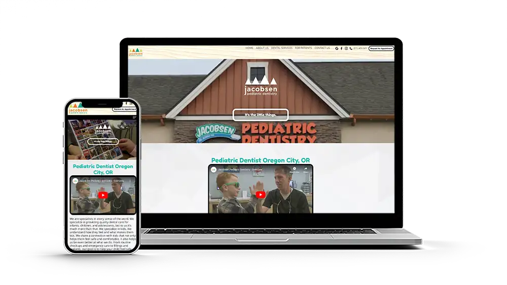 A mockup of a Pediatric Dentist's website made by WEO Media  