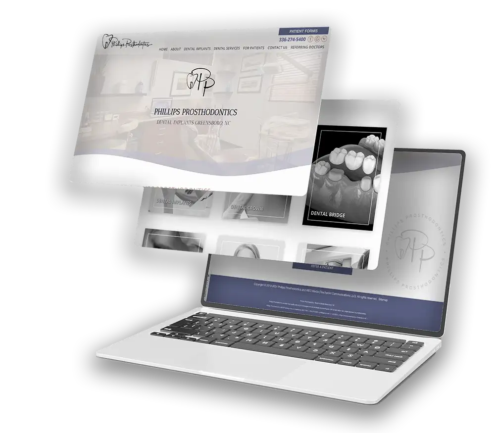 Breakout website mockup for prosthodontist