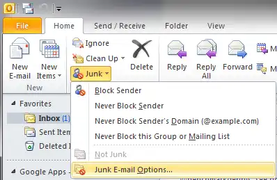  Outlook 2010 Safelist step image