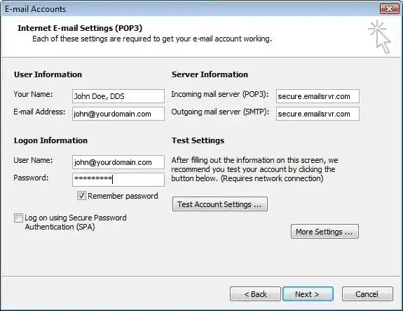 outlook 2003 setup instructional image 5