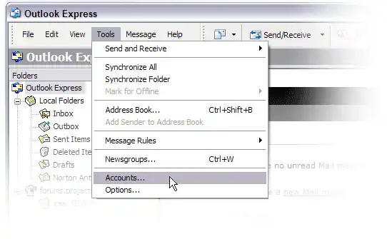 outlook express setup instructional image 2