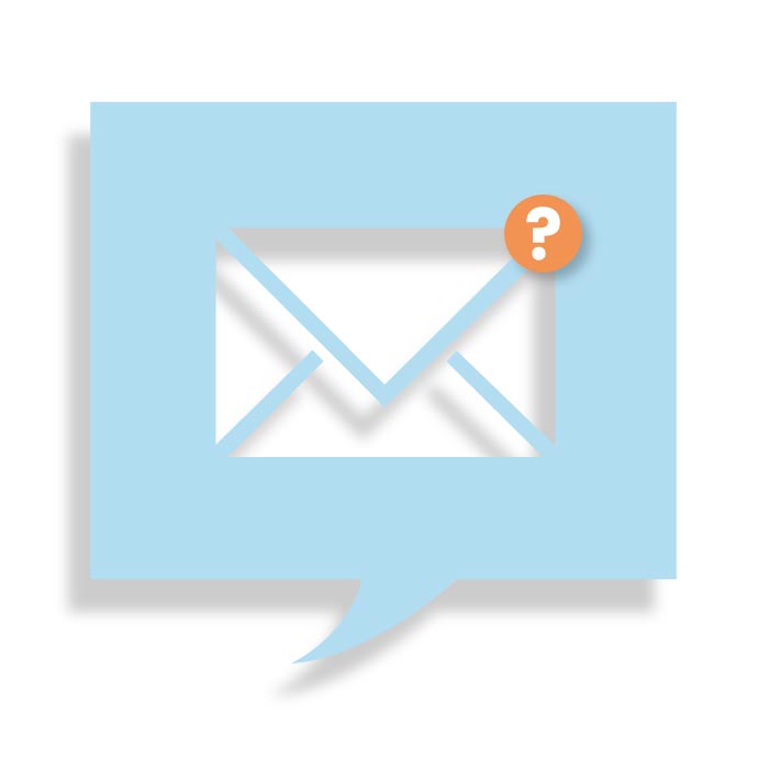 Icon of an email with a question mark